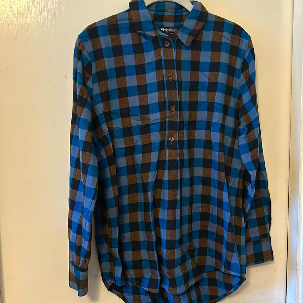 GUC Madewell Checkered Flannel Popover blouse S